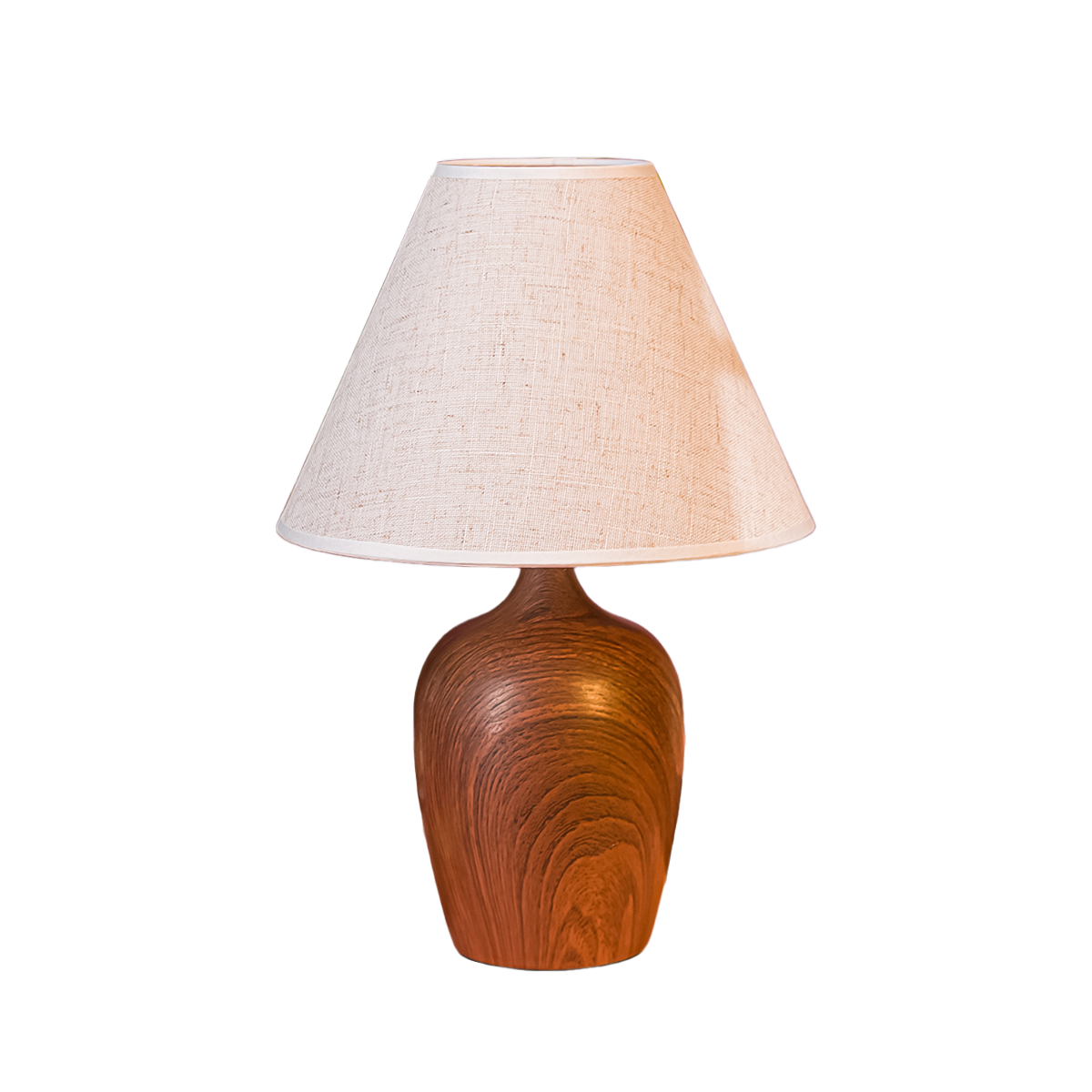 Лампа настольная 90010 с абажуром из льна, купить прикроватный светильник на деревянном основании