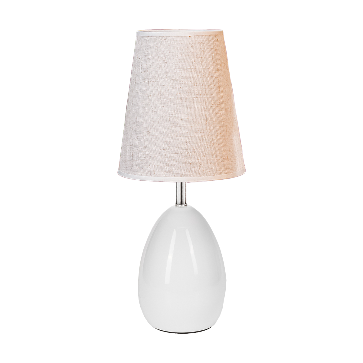 Лампа настольная с бежевым абажуром из льна, прикроватный светильник с белым основанием, купить 90030ЛБ 