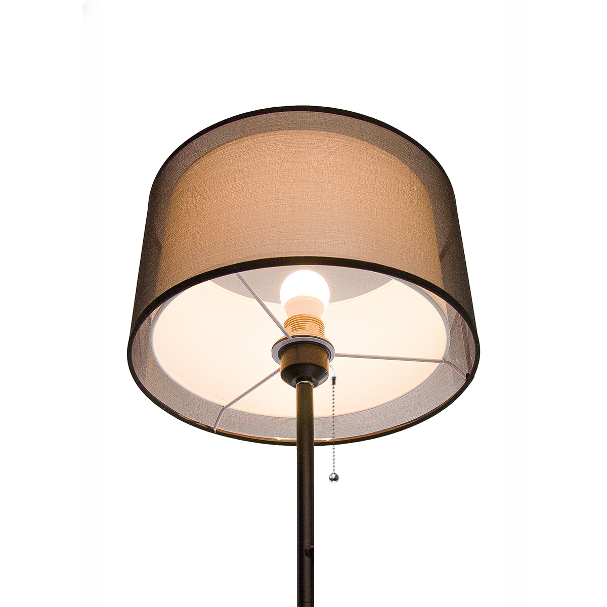 Торшер напольный 850030 на мраморном основании, черно-белый двойной абажур из ткани