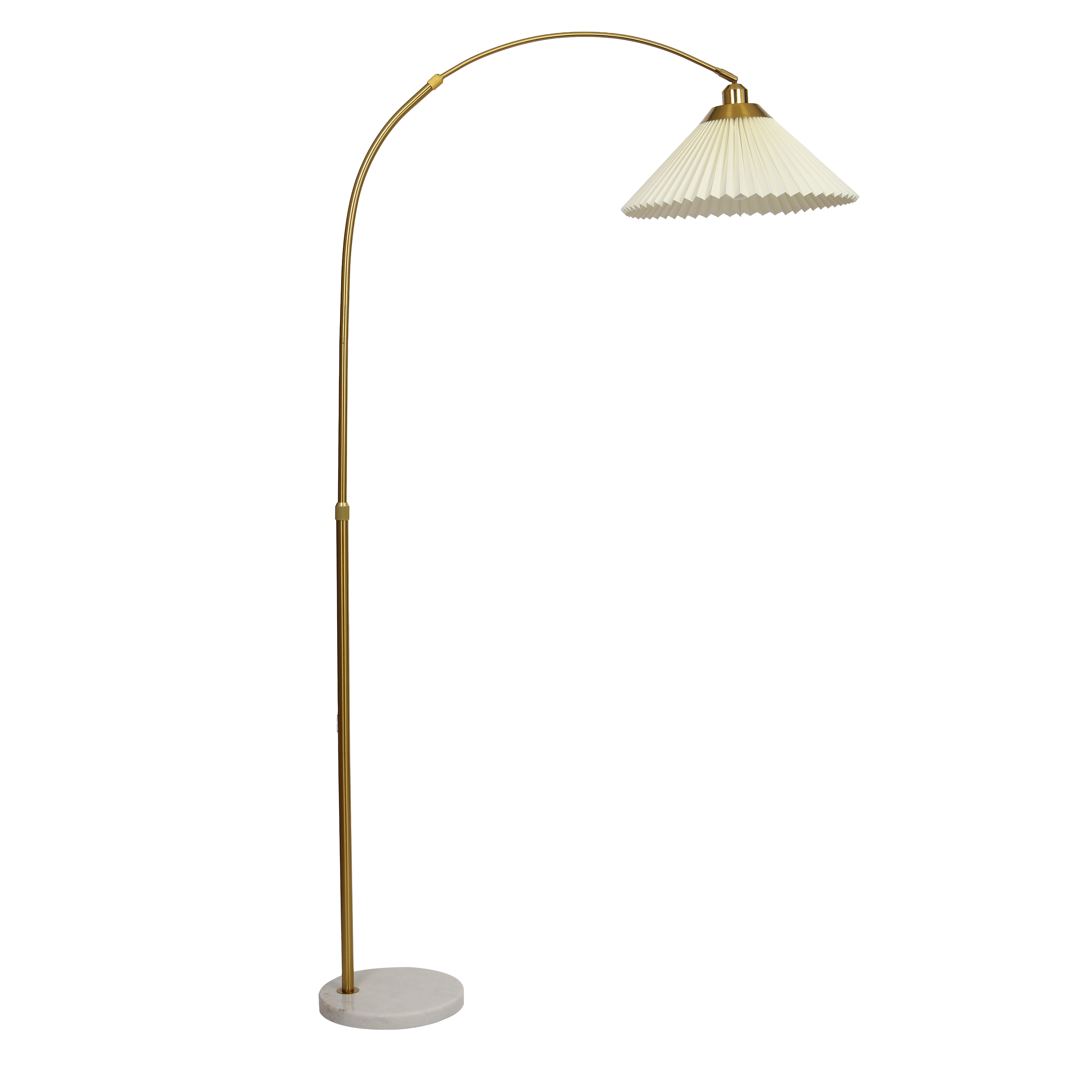 Торшер напольный современный с абажуром, золотистый