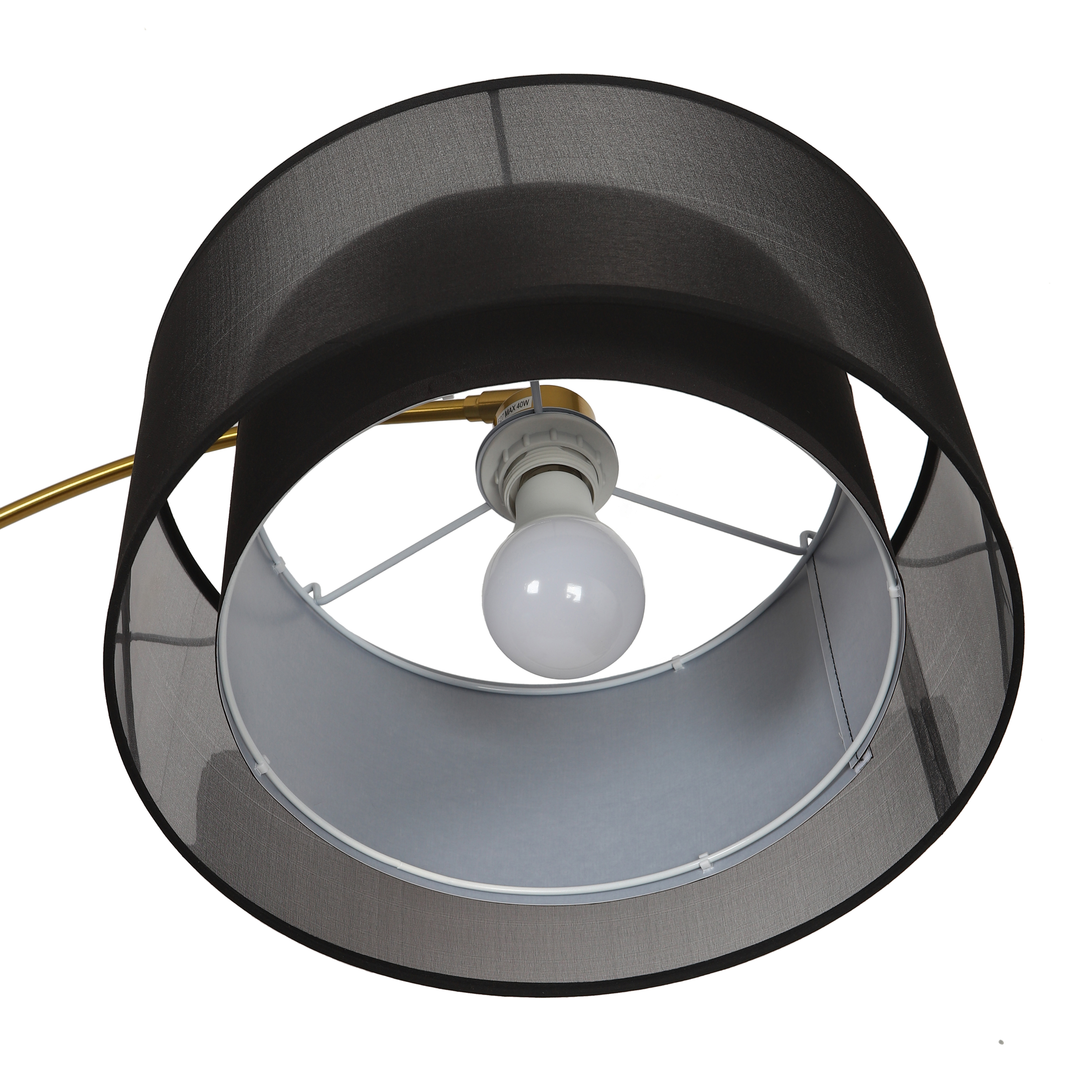 Торшер напольный на мраморном основании с двойным абажуром, черный мрамор