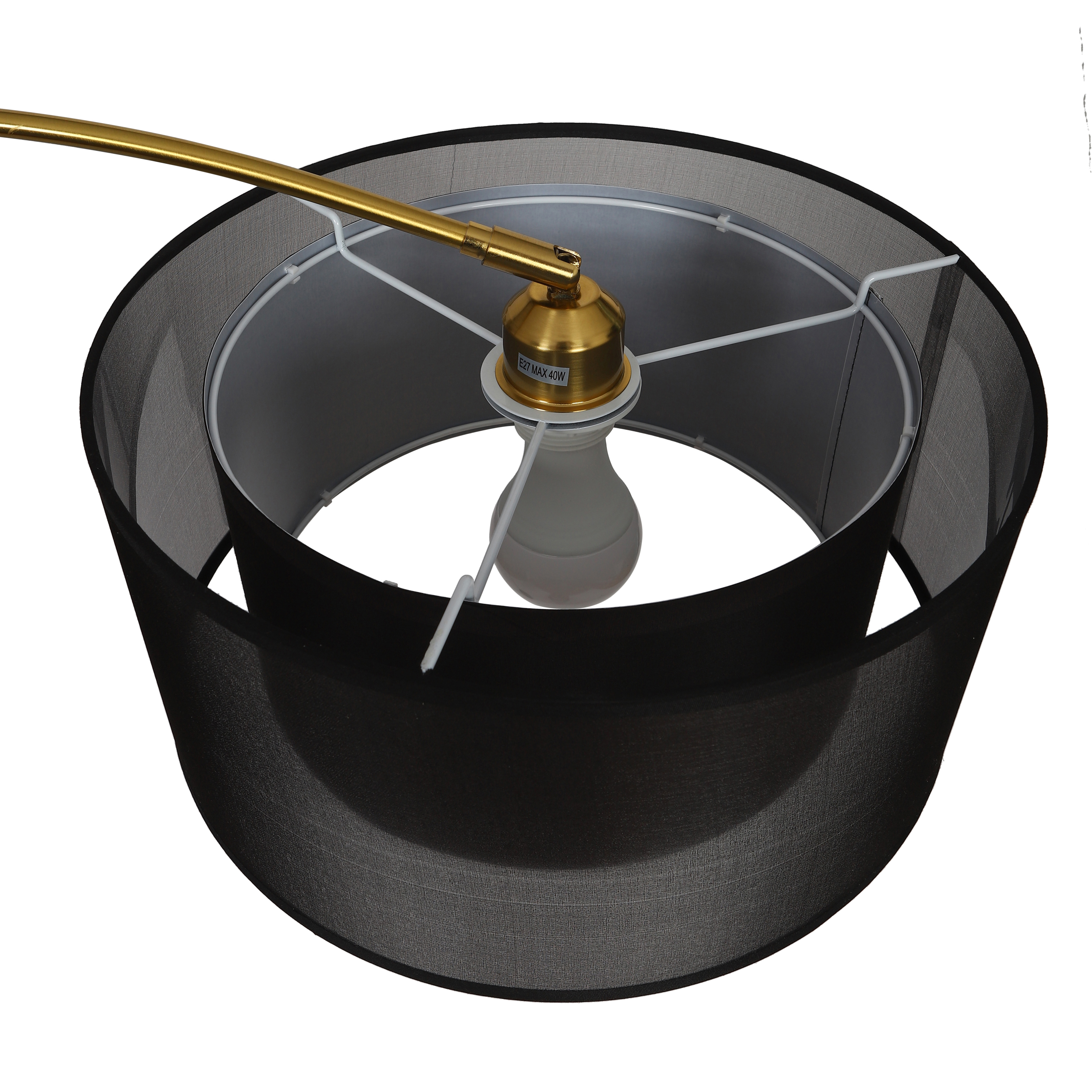Торшер напольный на мраморном основании с двойным абажуром, черный мрамор