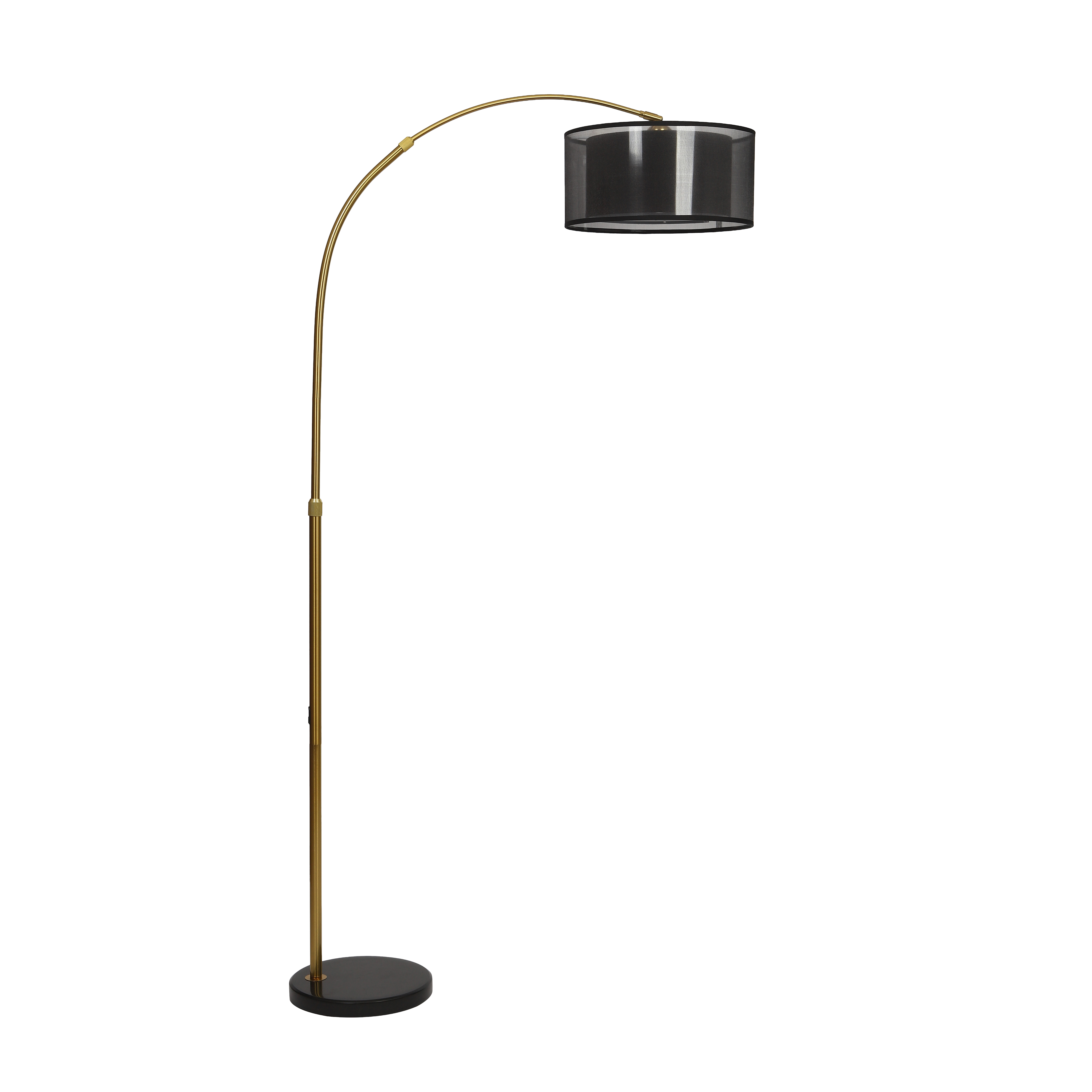 Торшер напольный на мраморном основании с двойным абажуром, черный мрамор