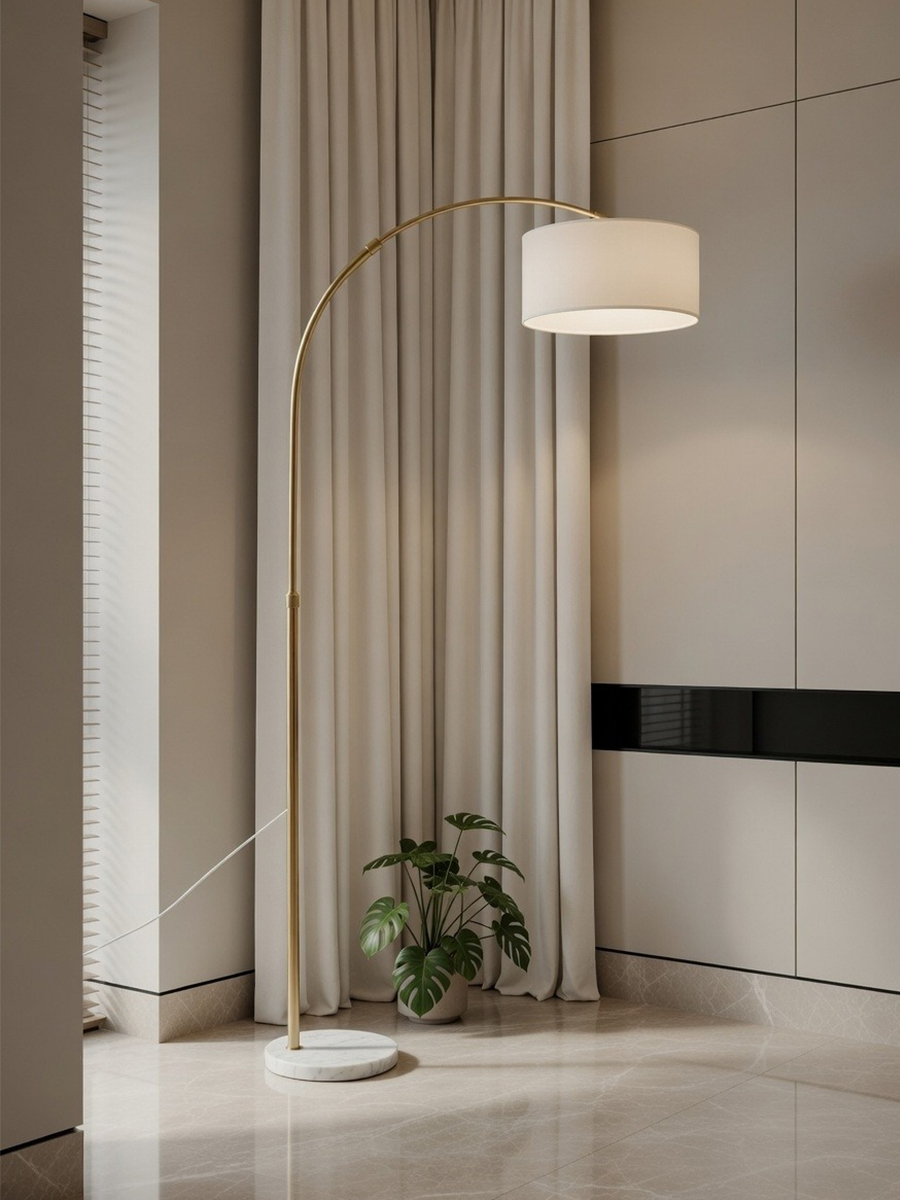 Купить торшер напольный 18526ЗБ современный светильник лампа с абажуром E27, белый в интернет-магазине BONROW