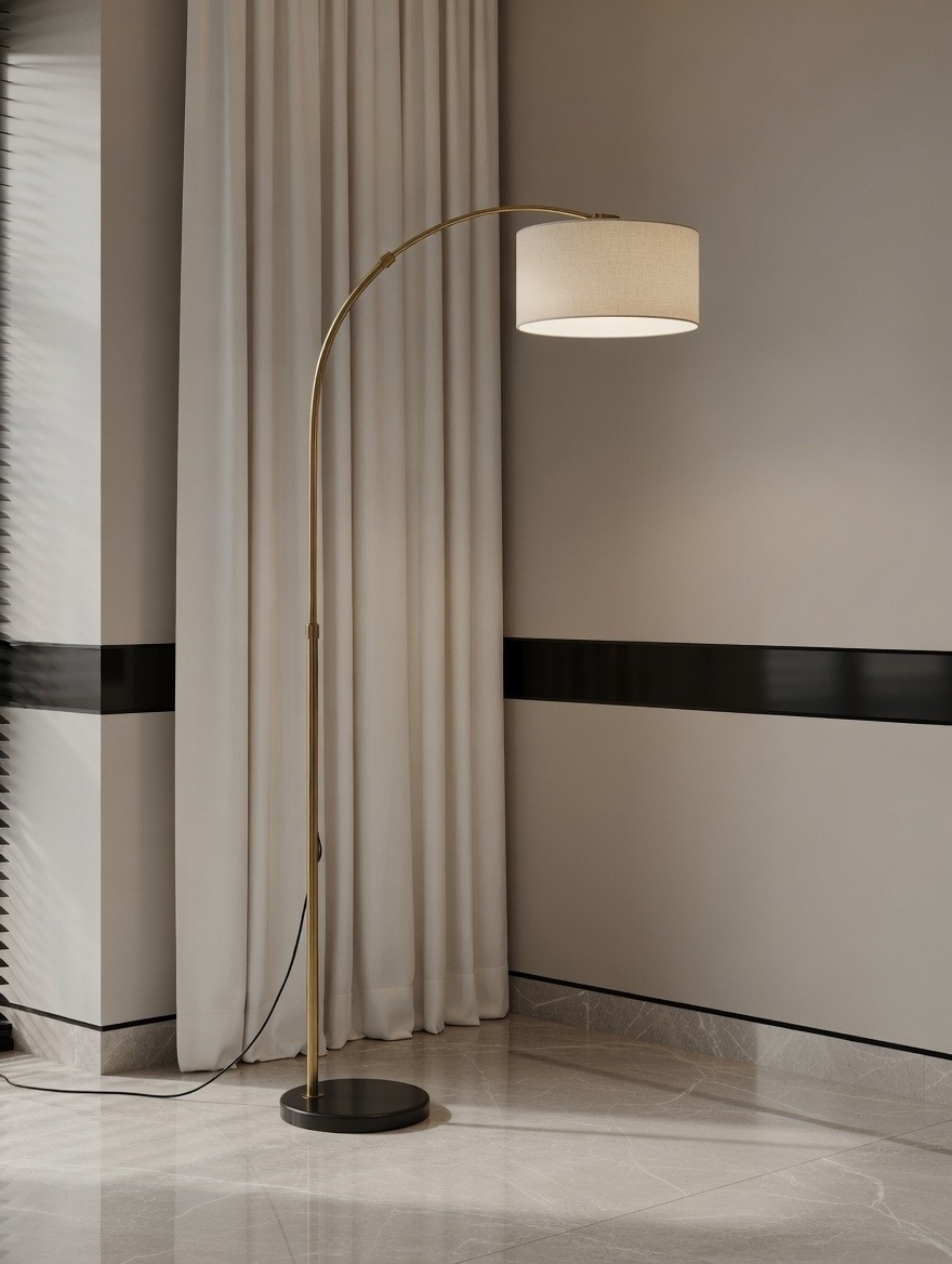 Купить торшер напольный 18526ЗЛЧ современный светильник лампа с абажуром E27, светлый в интернет-магазине BONROW