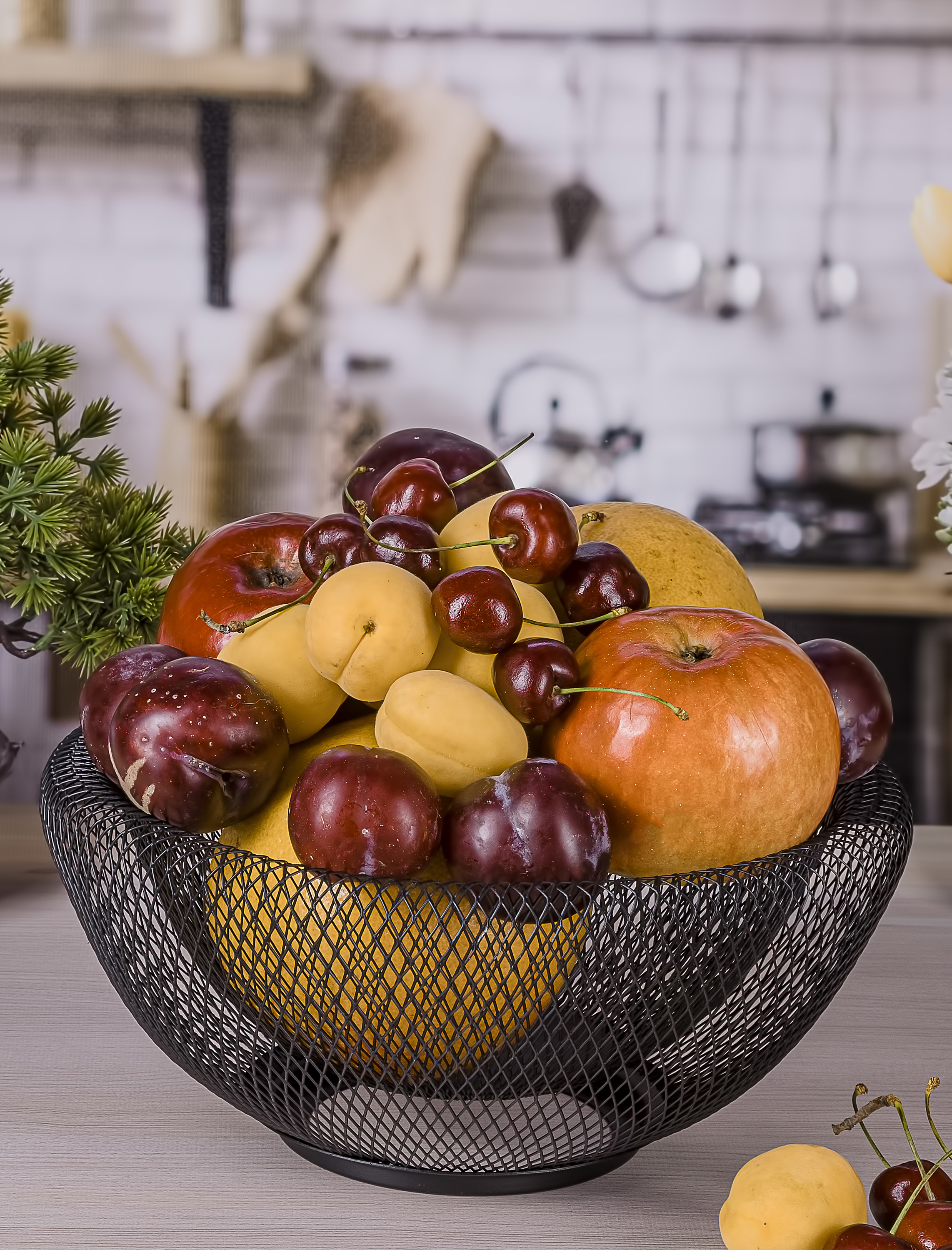 Фруктовница металлическая корзина для фруктов, черный