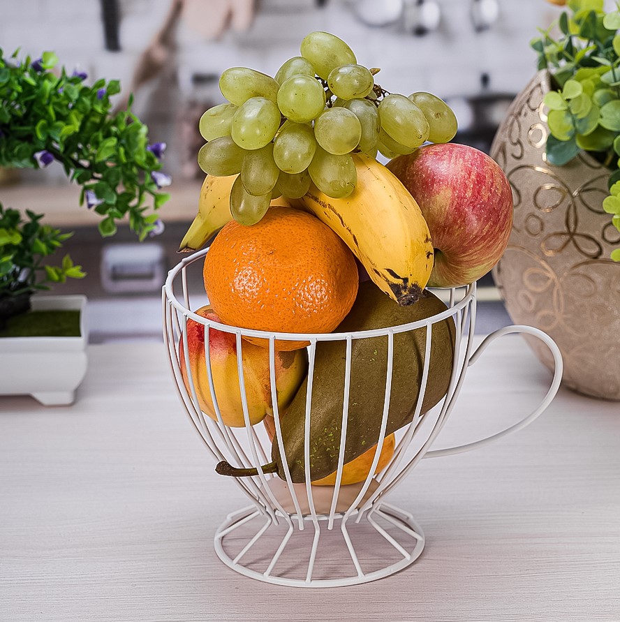 Фруктовница металлическая, ваза для конфет, кофейных капсул, белый